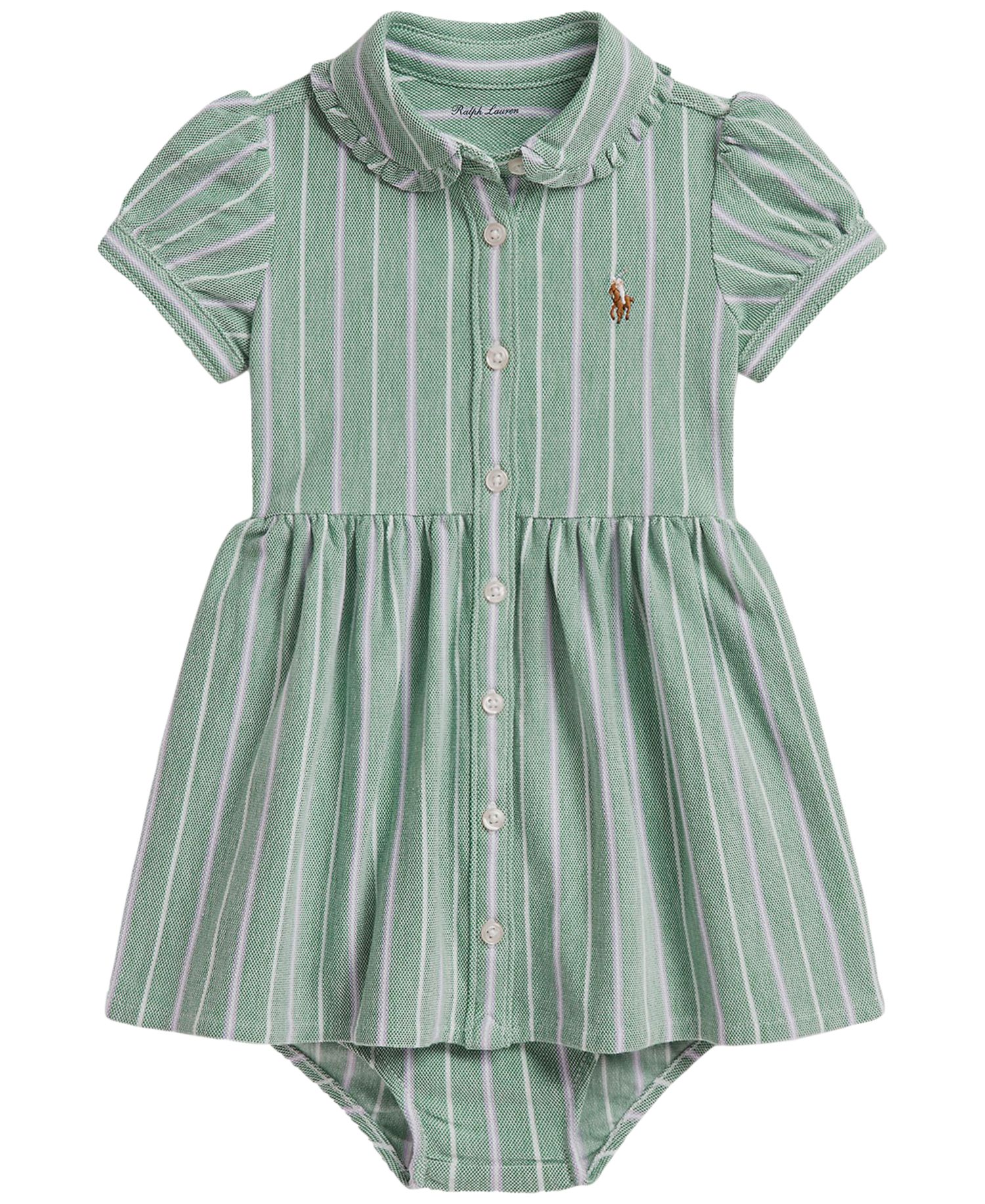 Baby Girls' Striped Knit Oxford Shirtdress with Bloomer, 2-Piece Set