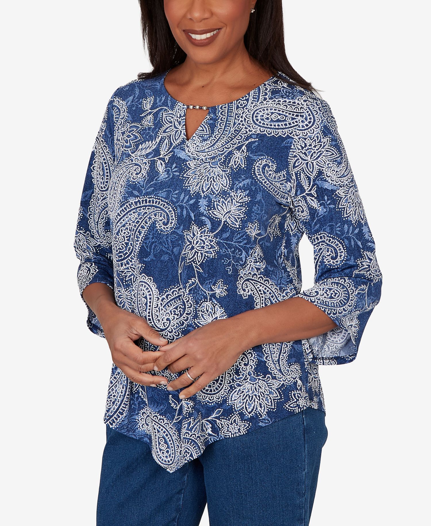 Petite Paisley Puff Printed Top