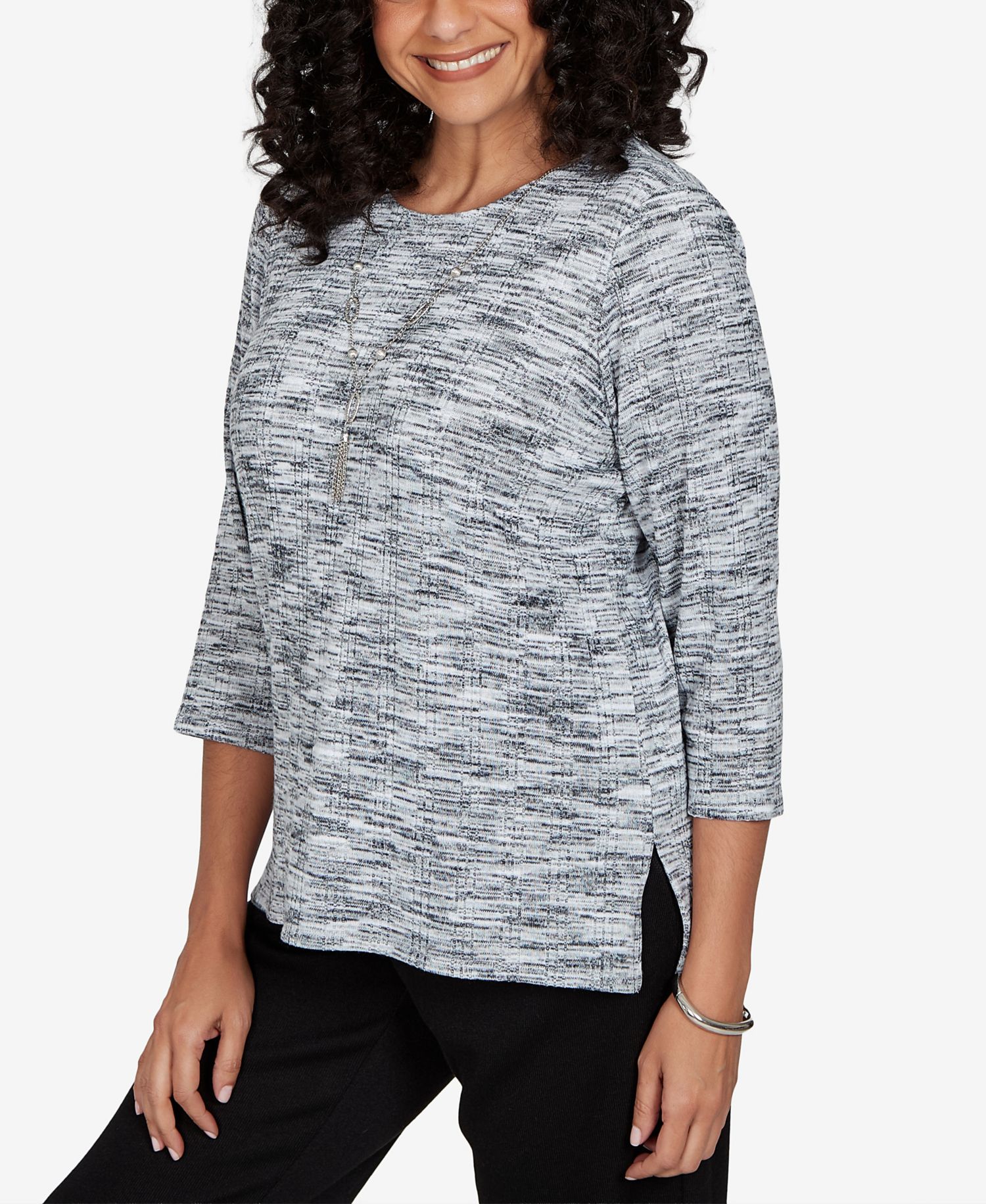 Petite Space Dye Top with Necklace