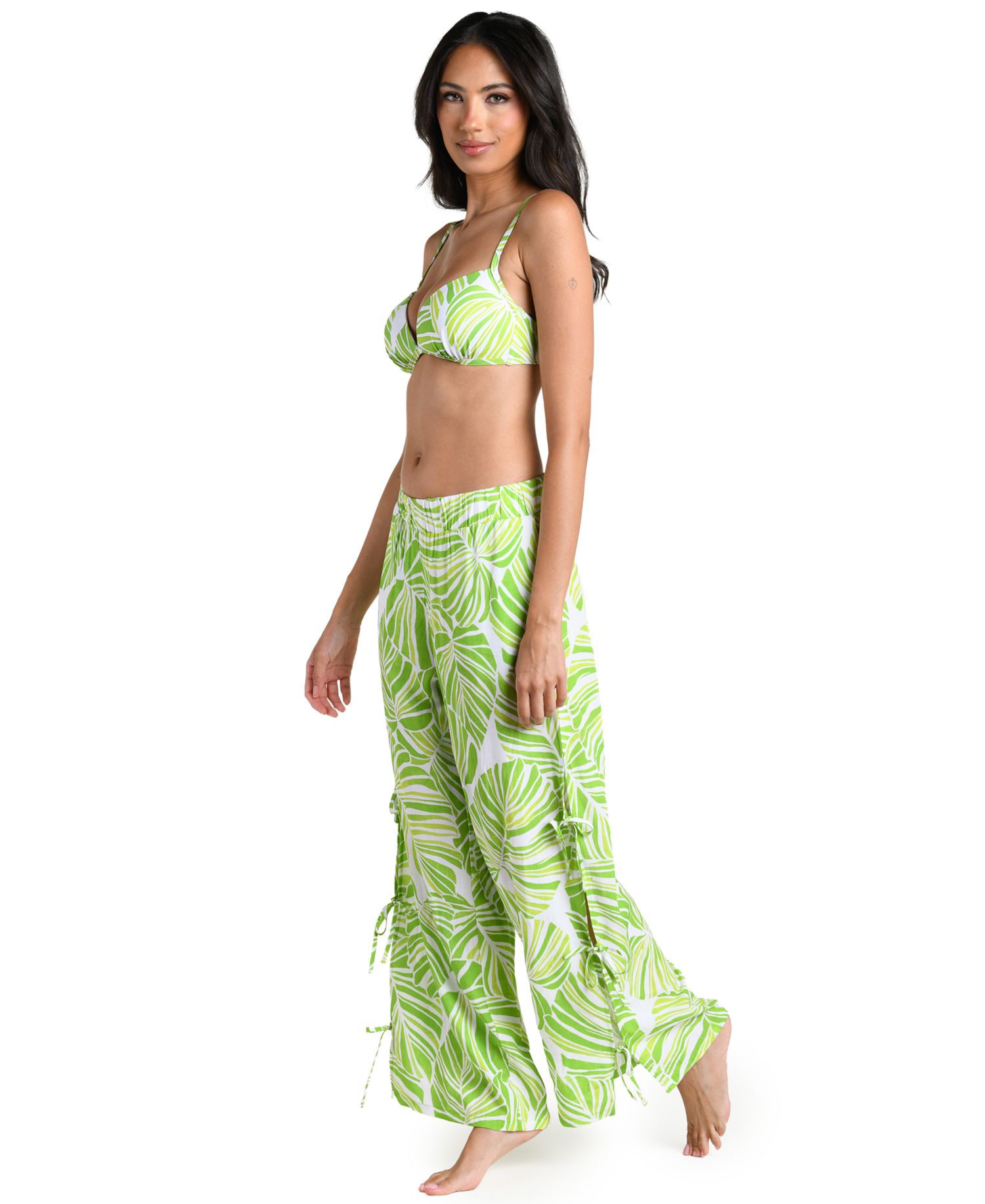 Women's Serene Palm Print Pull-On Swim Cover-Up Pants