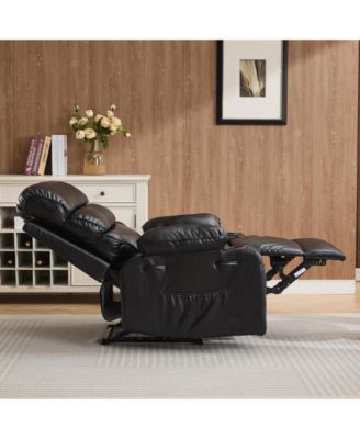 Extra Wide PU Leather Manual Recliner for Adults with Massage and Heat, Large Leisure Chair with Plush Sponge Padded Arms and Back