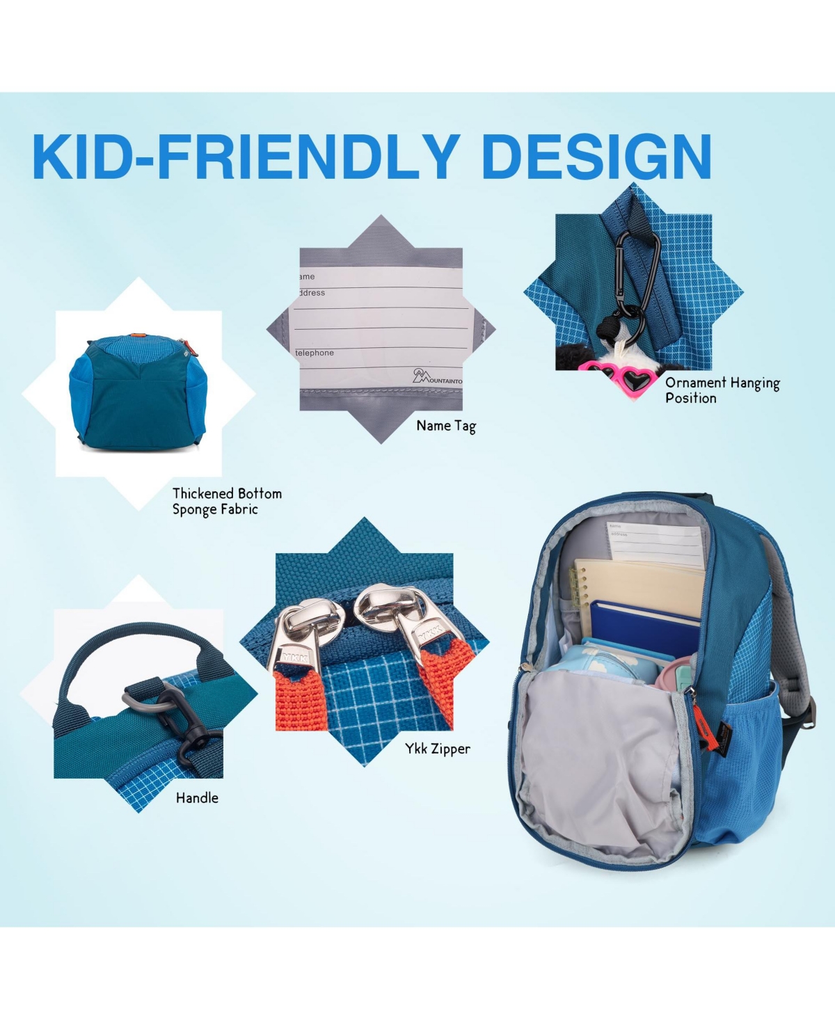 Mountaintop 8 Liter Kids Backpack for 1 to 3 Year Olds Toddler Backpack Travel Daypack with Chest Strap Small Backpack for Preschool and Kindergarten