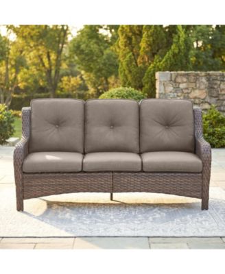 Outdoor Patio Sofa Wicker 3 Seater Sofa, Rattan Couch with Deep Seat and Olefin Cushions, High Backrest