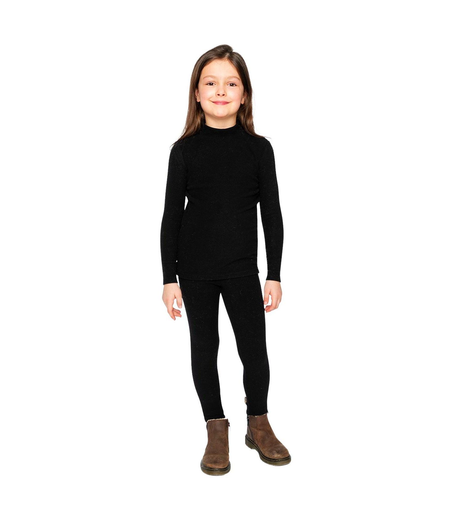 Big Girls 6-14 Brushed Rib Mock Neck Top