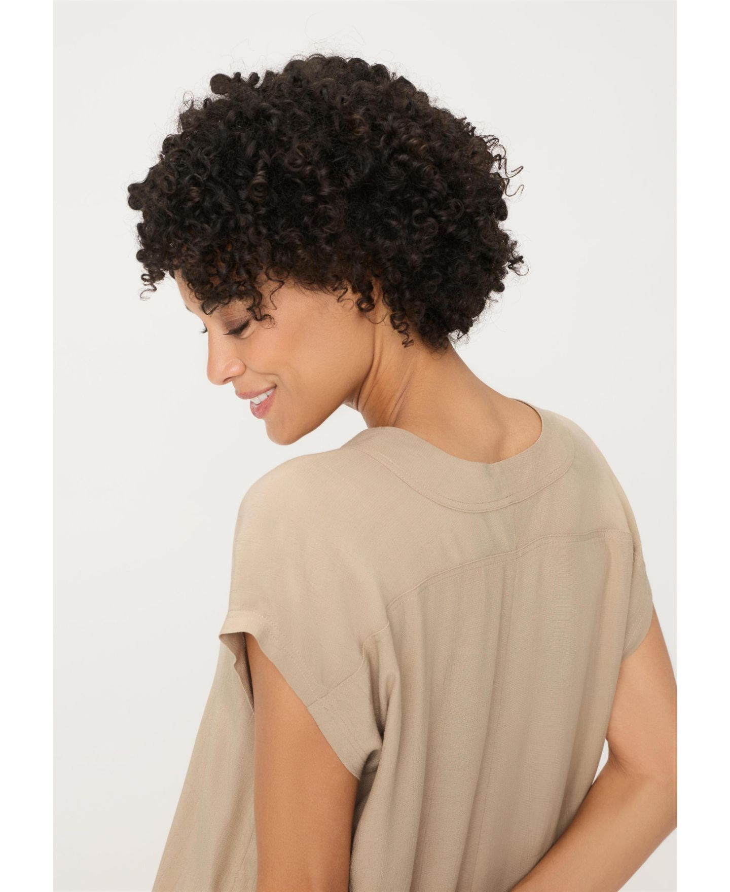 Женская блузка Olsen Solid V-Neck, цвет: Пустынный каменный — фото 4
