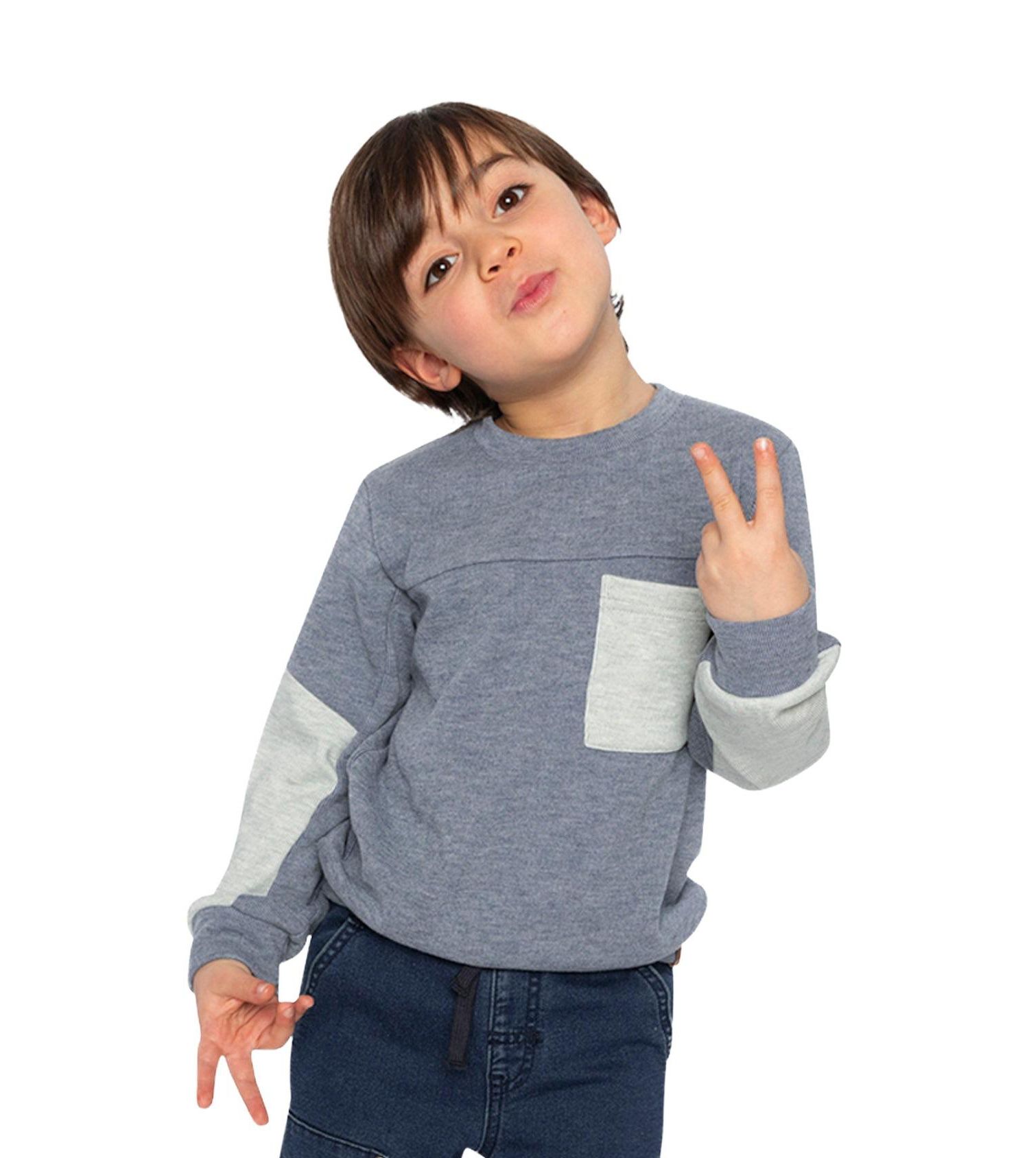 Little Boys 6-12 Color block Brushed Jersey Top with Chest Pocket