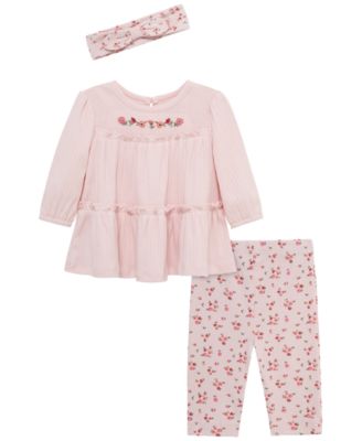 Baby Girls' Ditsy Tunic Long-Sleeve Top, Leggings and Headband, 3-Piece Set