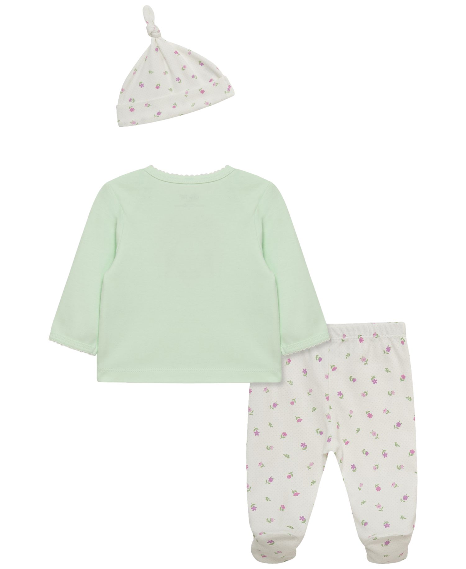 Baby Girls' Floral Heart Lap-Shoulder Top, Pants and Hat, 3-Piece Set