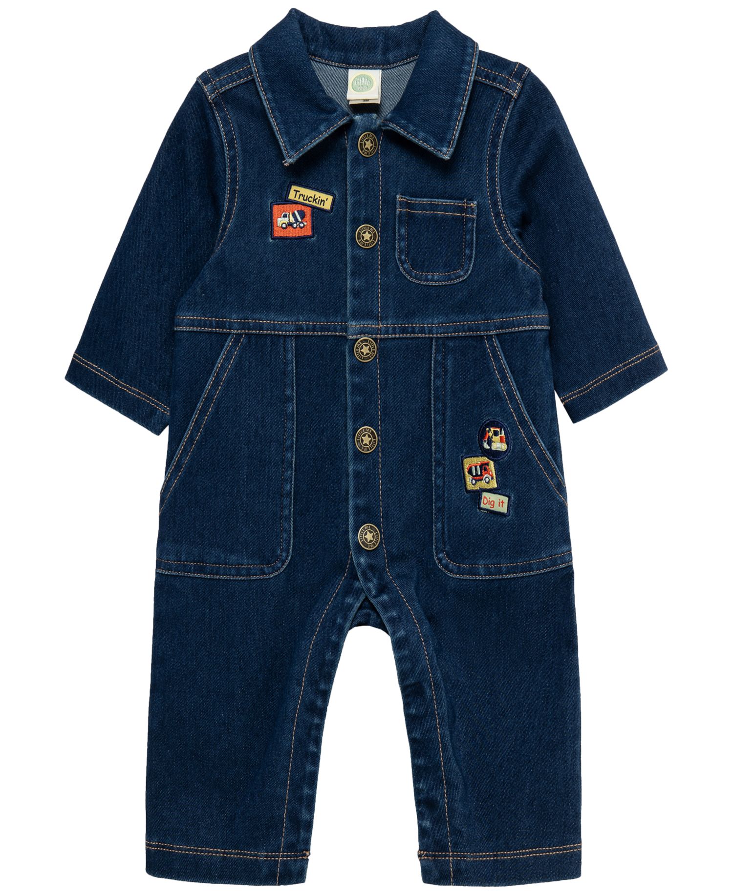 Baby Boys' Construction Denim Long-Sleeeve Coverall