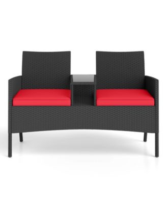 Patio Loveseat with Built In Table Outdoor Bench for Backyard Porch