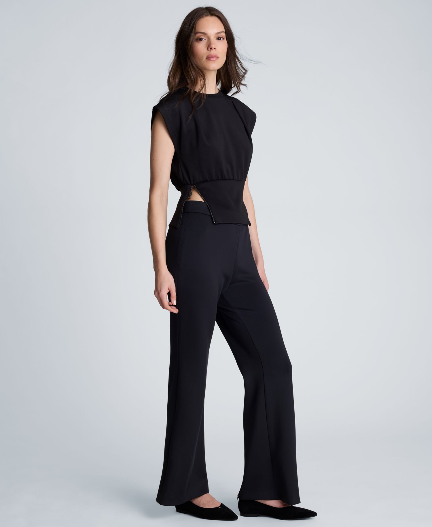 Women's High-Rise Zip-Back Flare Pants