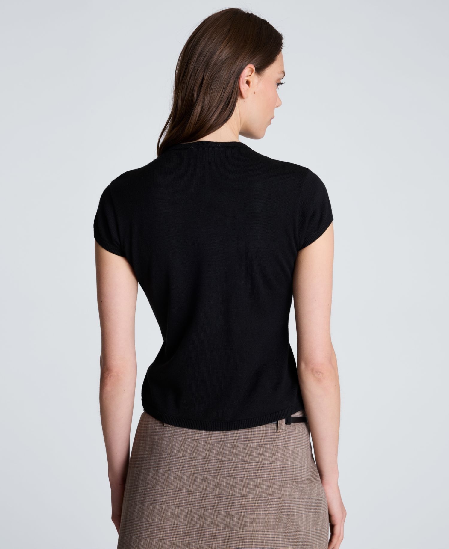 Women's Ribbed Mock-Neck Short-Sleeve Sweater