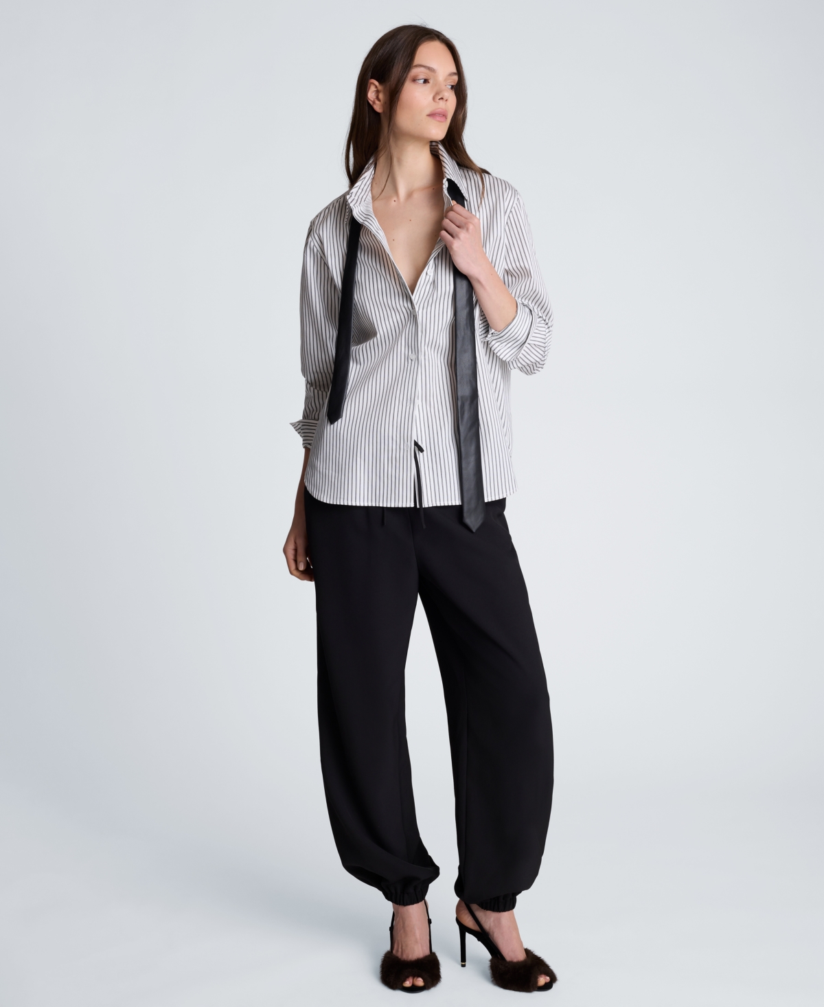 Kenneth Cole Women's Tie & Boyfriend Button-Down Shirt