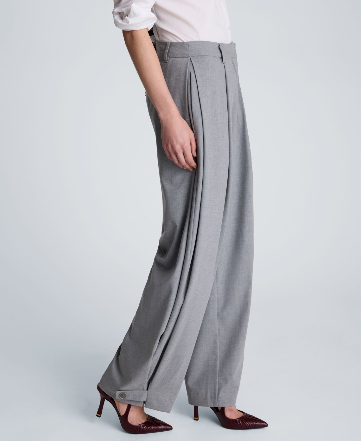 Women's High-Rise Accordion Side-Pleat Wide-Leg Pants