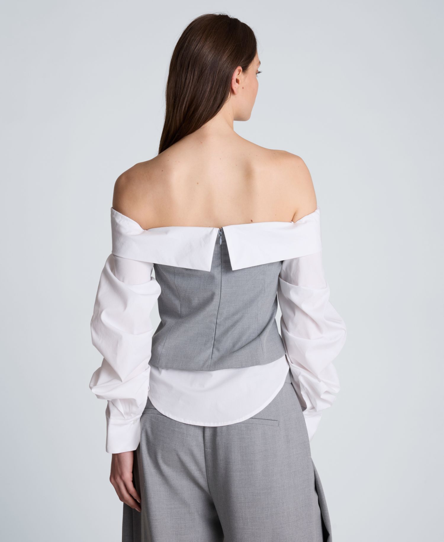 Women's Off-The-Shoulder Pleated-Sleeve Bustier Shirt