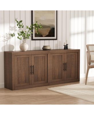 70.8" Mid Century Modern Sideboard Buffet Cabinet, 4-Door Wood Storage Credenza for Living Room Kitchen