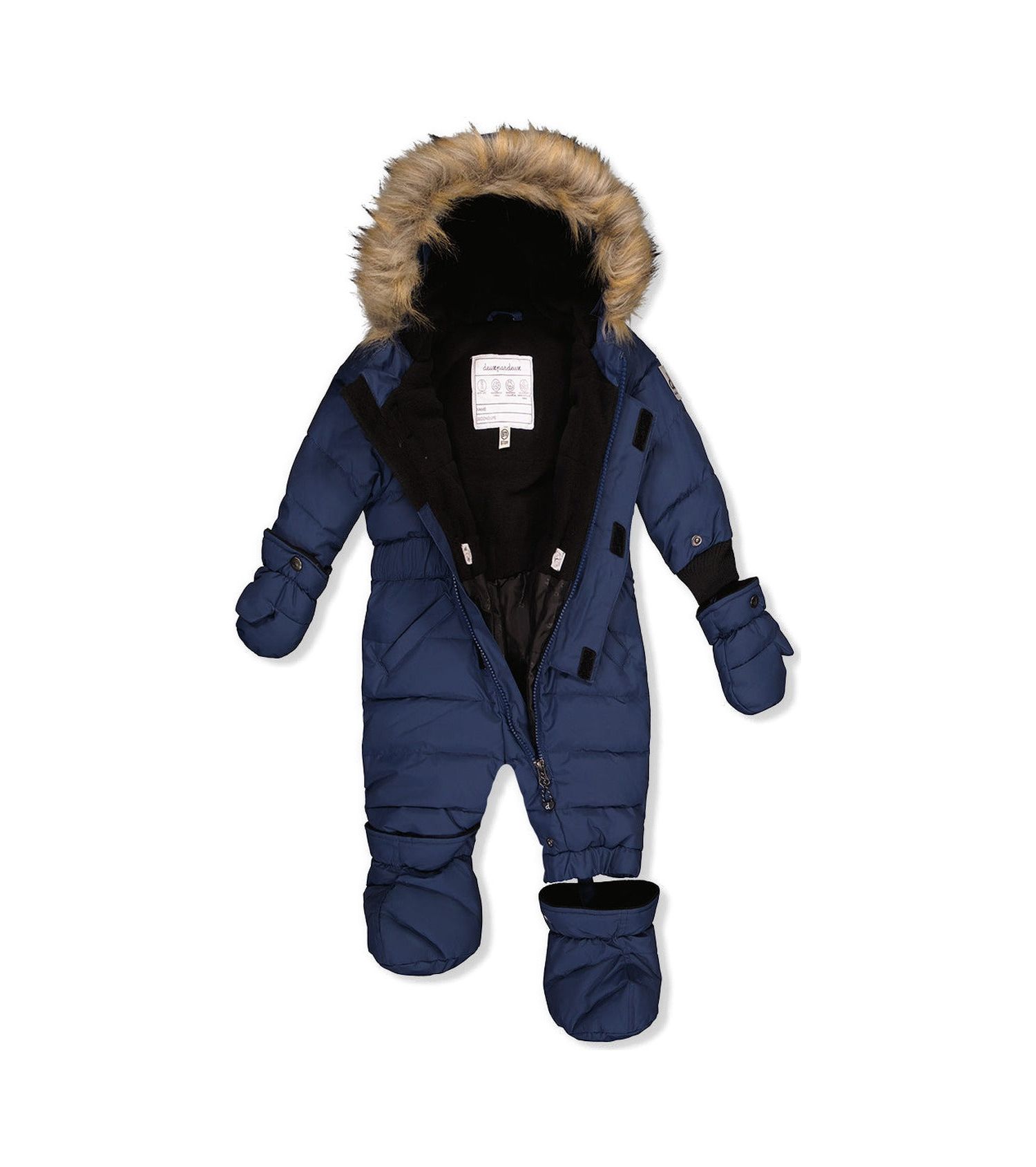 Baby Unisex Original One Piece Puffy Snowsuit with Removable Mittens and Boots.
