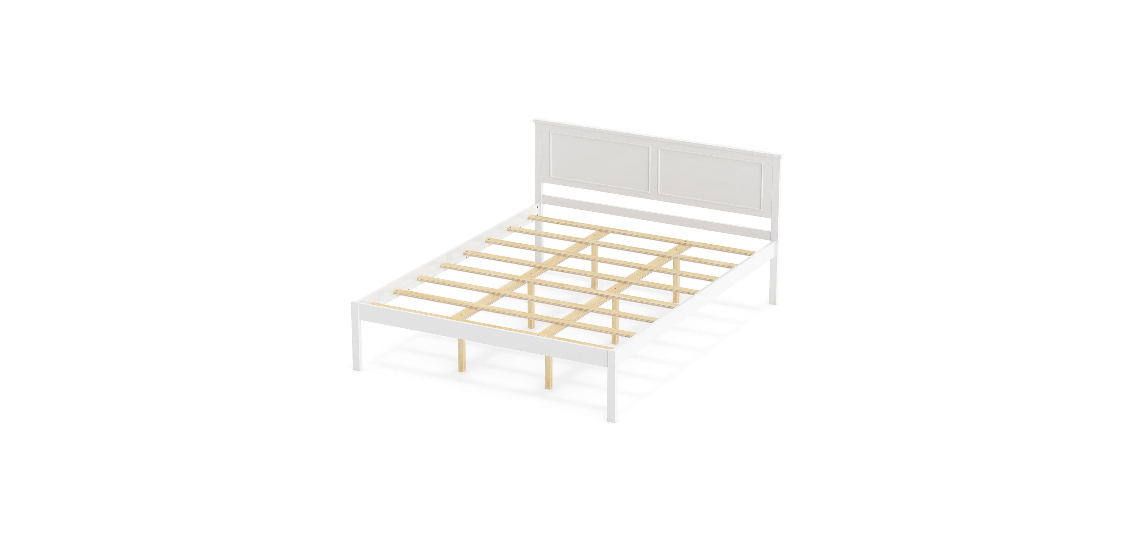 Slickblue Farmhouse Style Wooden Bed Frame With Headboard