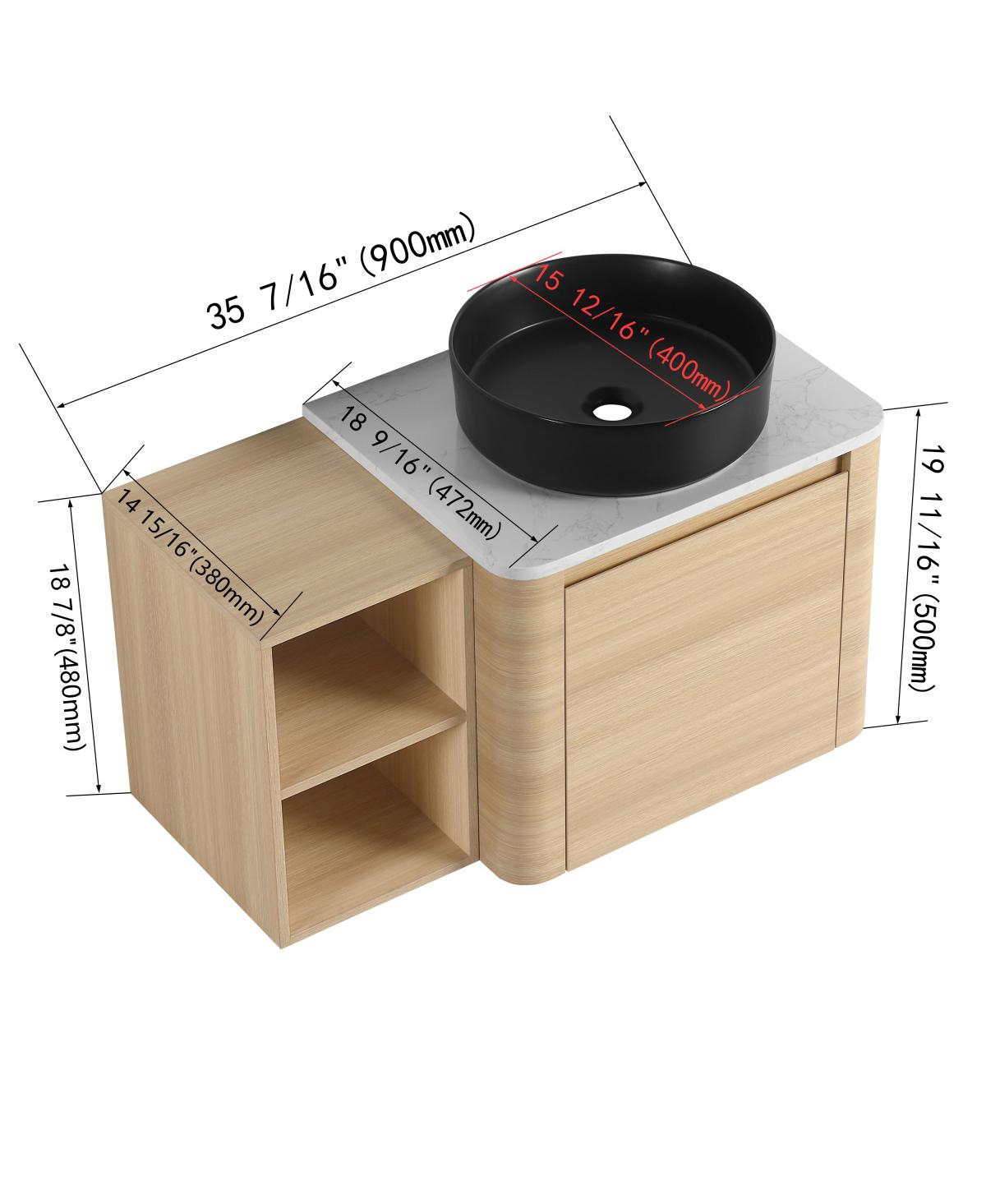 Sillysis Inch Wall Mounted Bathroom Vanity with Ceramic Vessel Sink