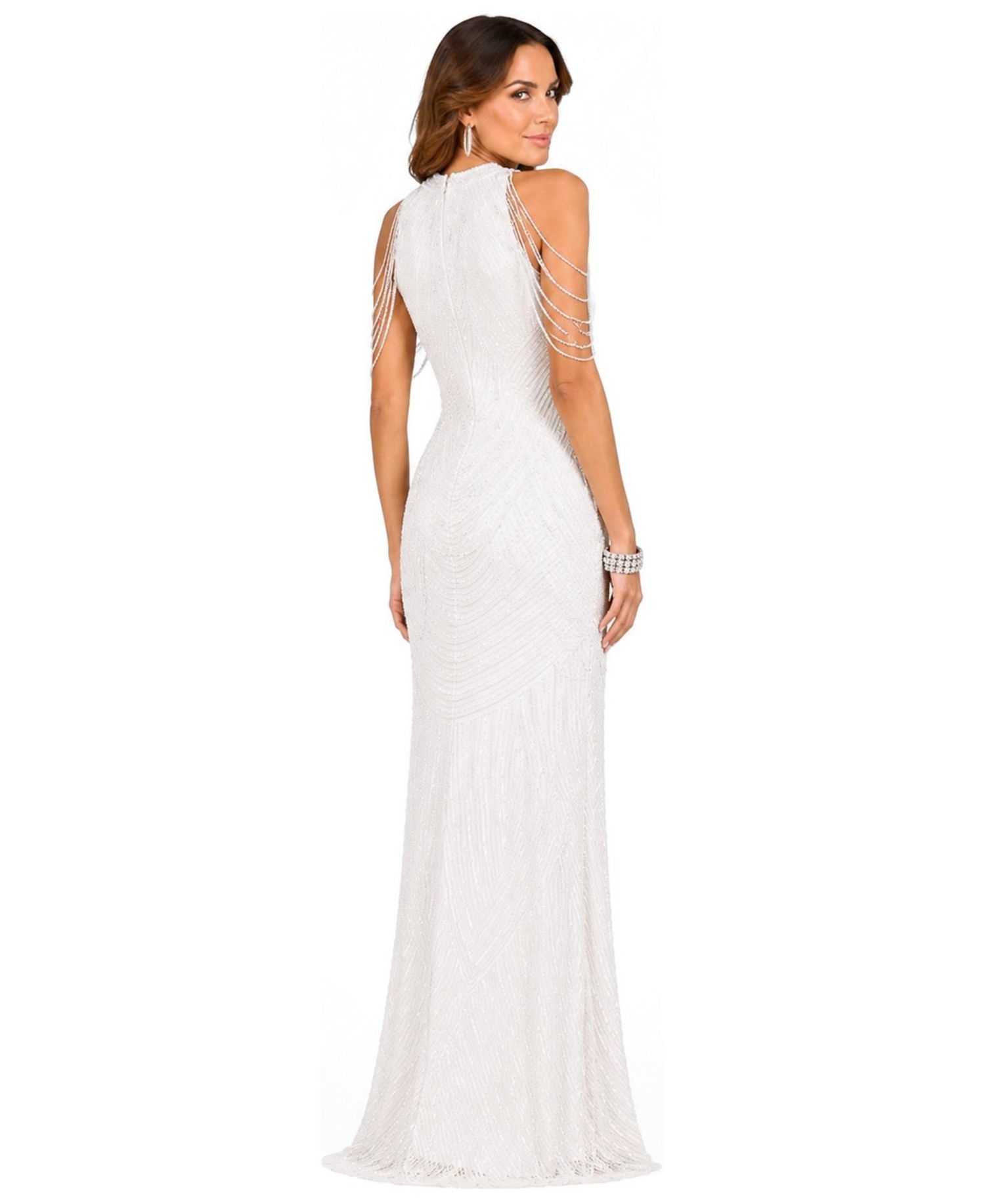 Women's Halter Neck Gown with Fringe