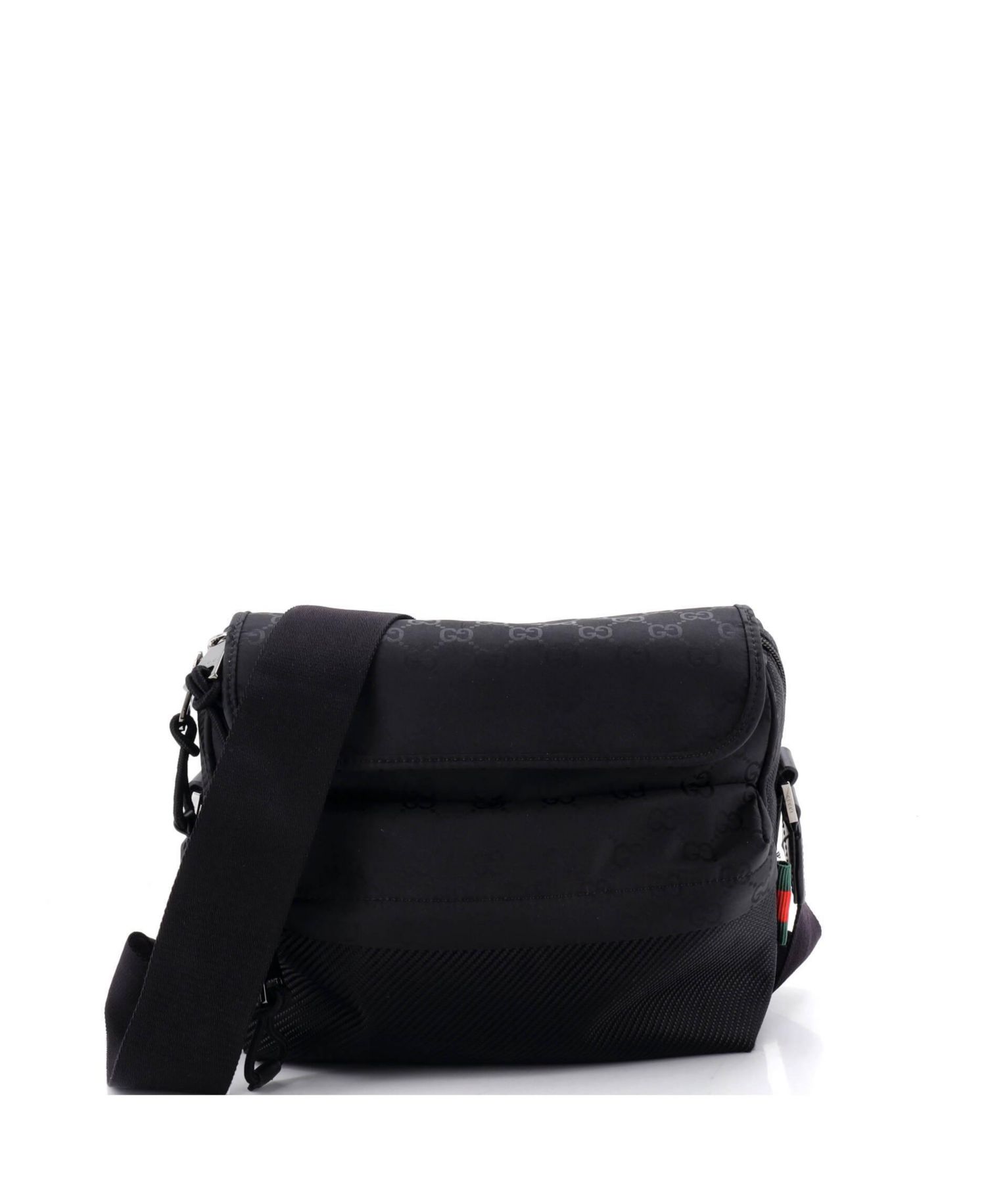 Medium Web Flap Crossbody Bag Guccissima Nylon