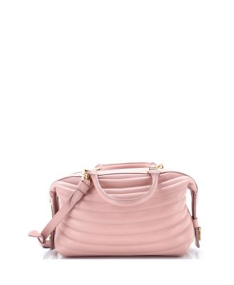 Convertible Top Handle Bowling Bag Quilted Leather