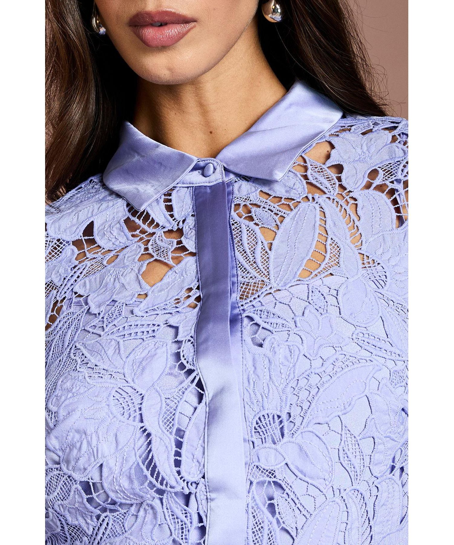 Women's Lace Shirt Long Sleeve Dress