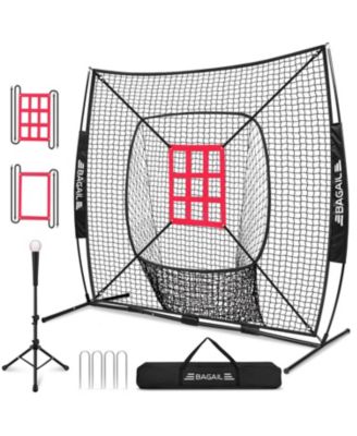 7x7 ft Baseball & Softball Training Net Includes Batting Tee and 2 Strike Zones
