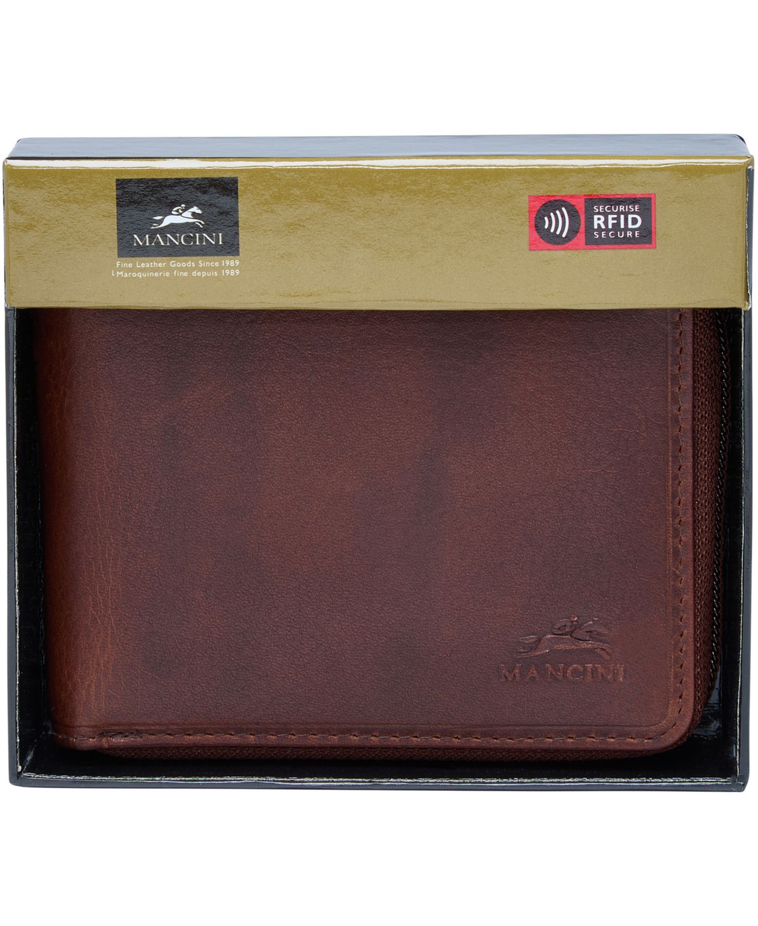 Men's Boulder Collection RFID Secure Zippered Wallet with Removable Passcase