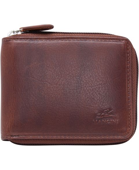 Mancini Men's Boulder Collection RFID Secure Zippered Wallet with Removable Passcase