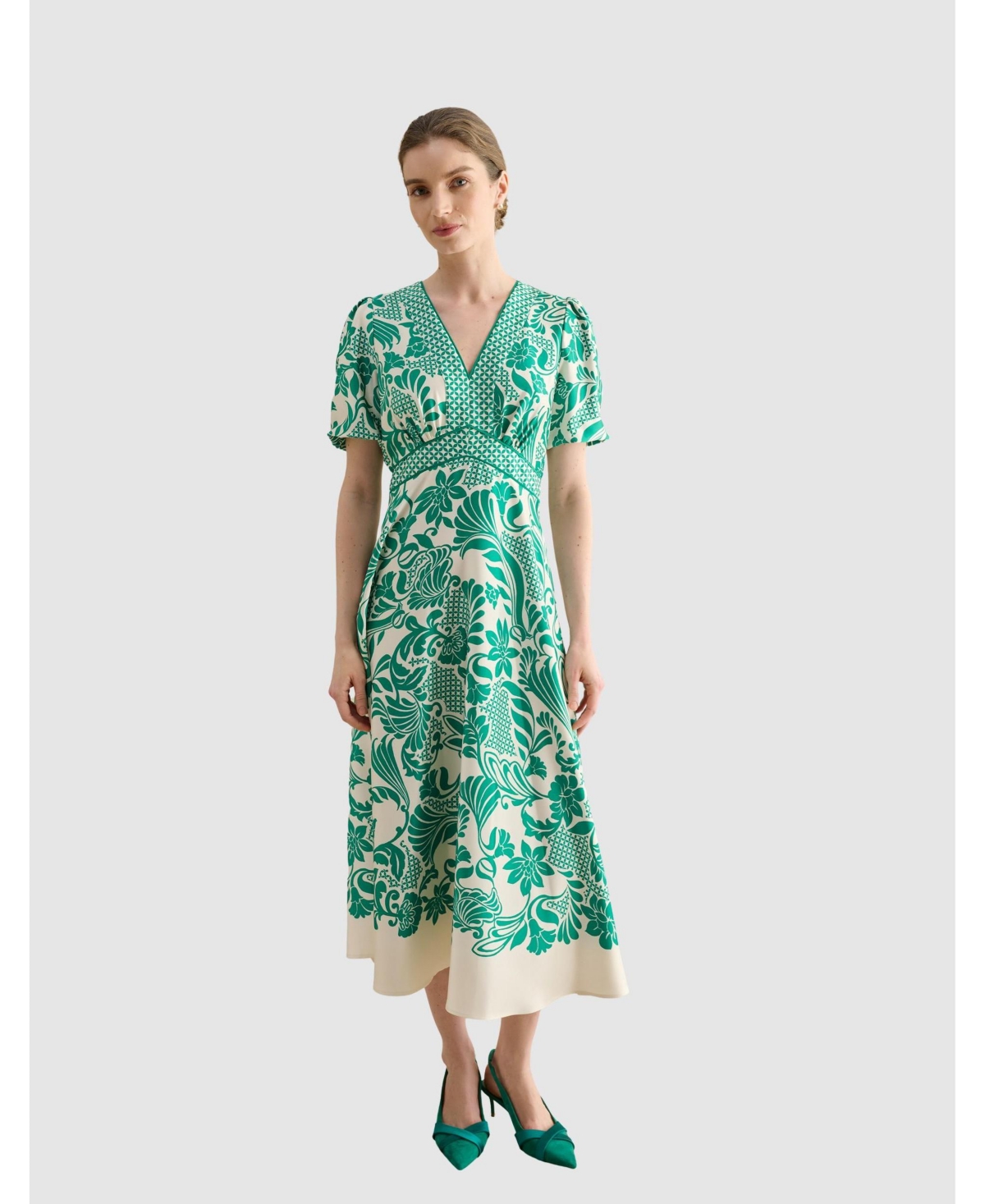 Hobbs London Trelissick V-Neck Fit Flare Dress