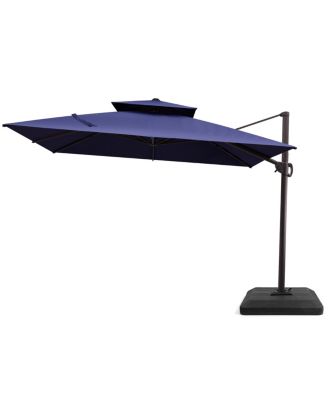 10x10Feet Outdoor Patio Double Top Square Aluminum Cantilever Umbrella with Umbrella Base