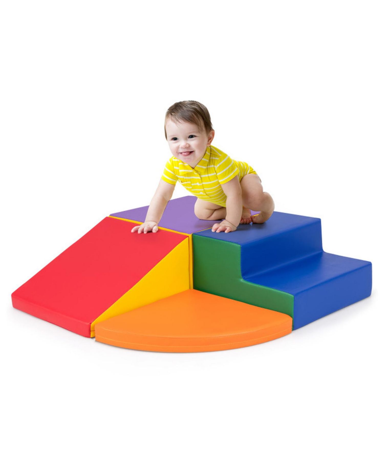 4 Piece Climb and Crawl Foam Block Play Set for Infant Baby Tummy Time