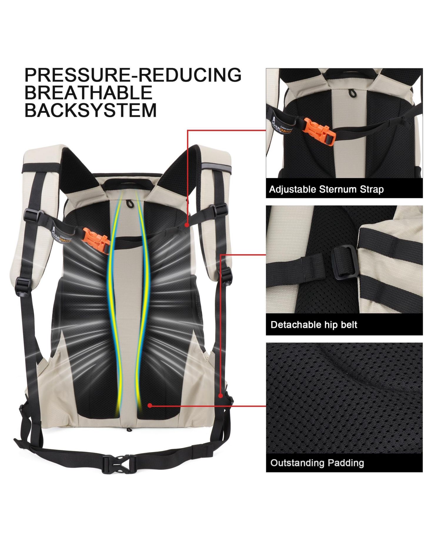 35 Liter Hiking Backpack Lightweight Outdoor Travel Camping Daypack with Rain Cover for Men and Women