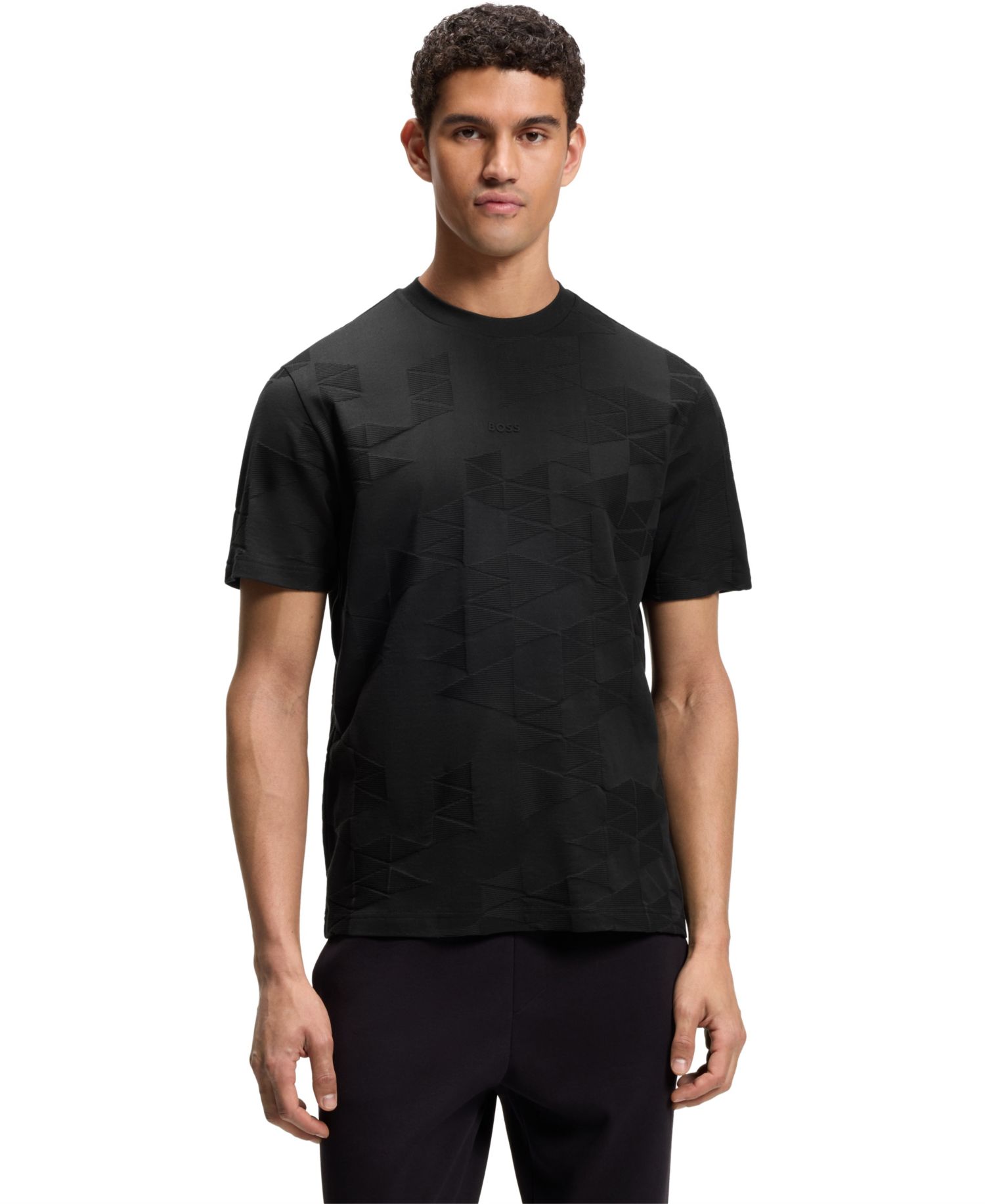 Men's 3D-Jacquard Pattern Cotton T-Shirt