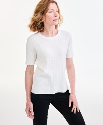 Women's Cable-Knit Short-Sleeve Sweater