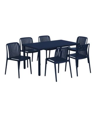 7-Piece Outdoor Patio Dining Table Set with Stackable Patio Chairs