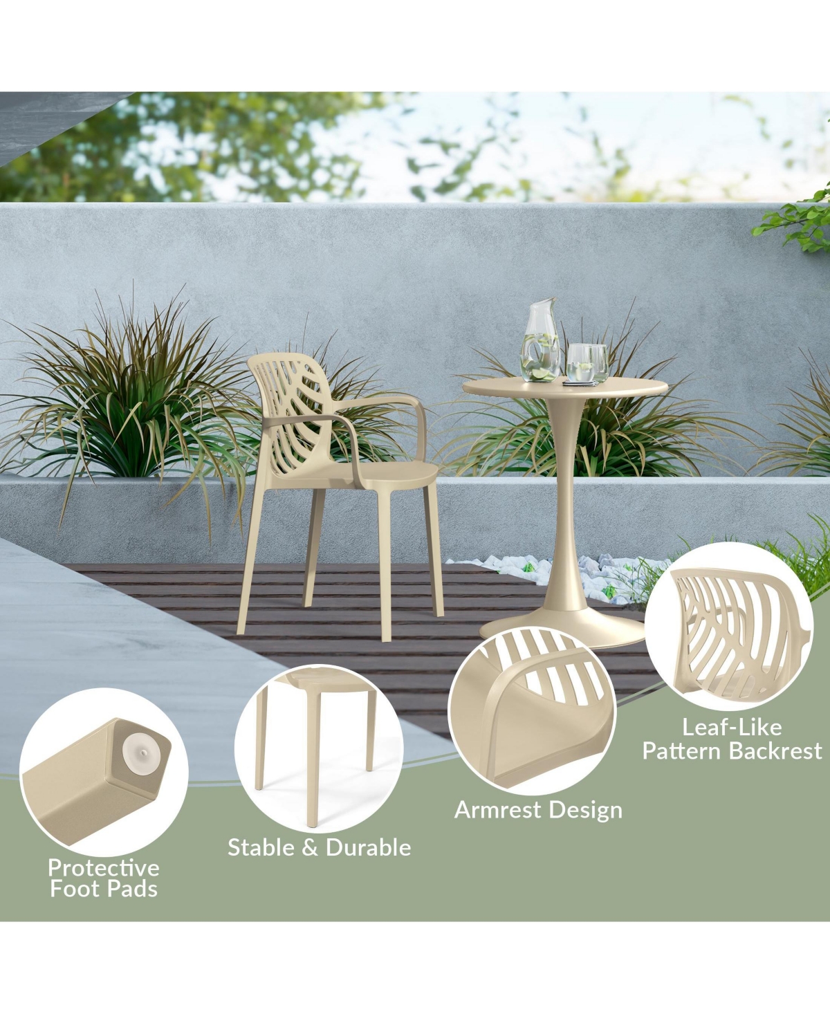 WestinTrends 3-Piece Outdoor Indoor Metal Patio Dining Table Set With Stackable Chairs