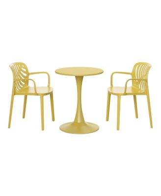 3-Piece Outdoor Indoor Metal Patio Dining Table Set With Stackable Patio Chairs