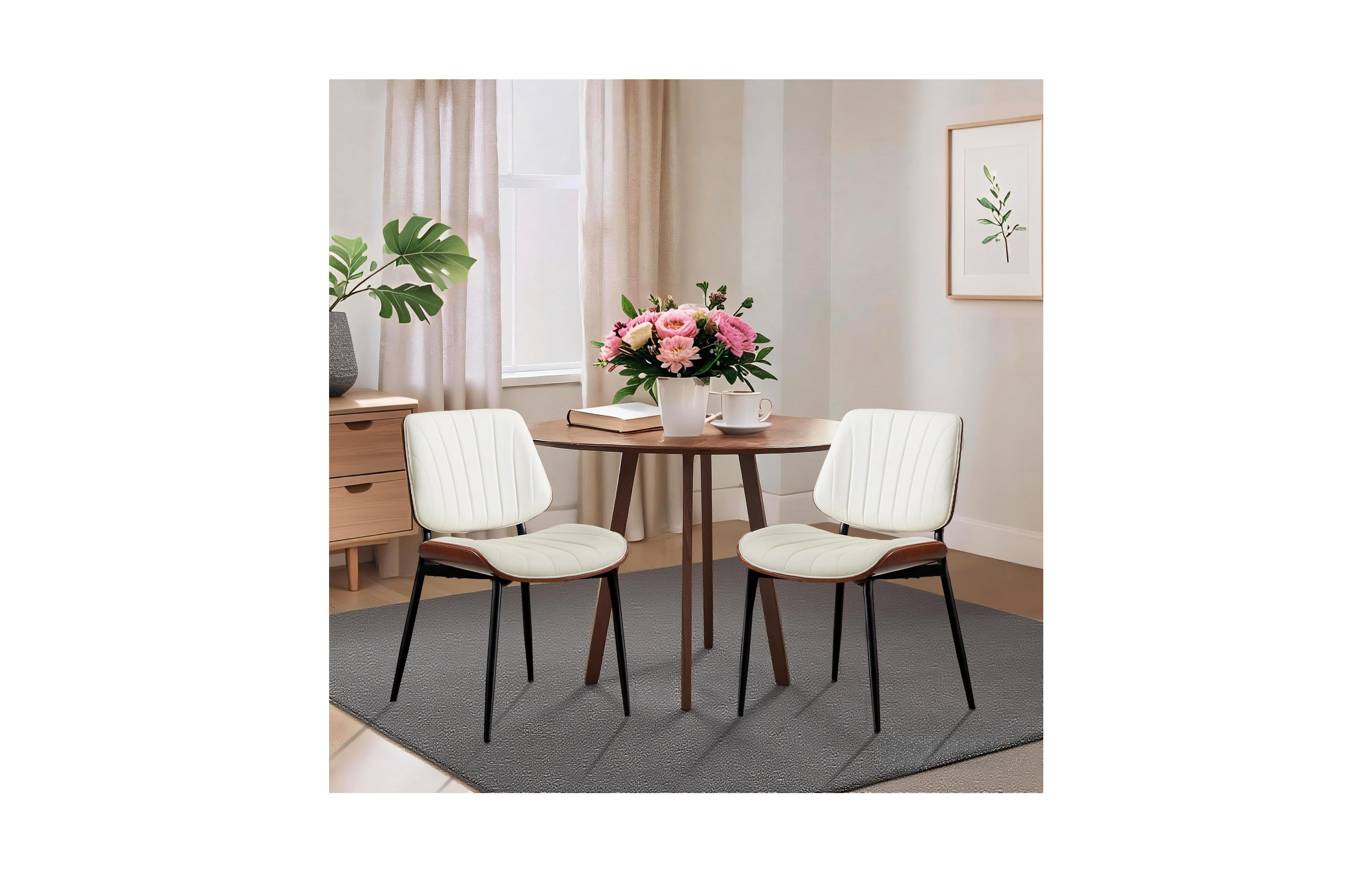 gaomon Set of 2 Mid-Century Modern Dining Chairs, Bentwood Back with Shell Strip Design for Dining Room
