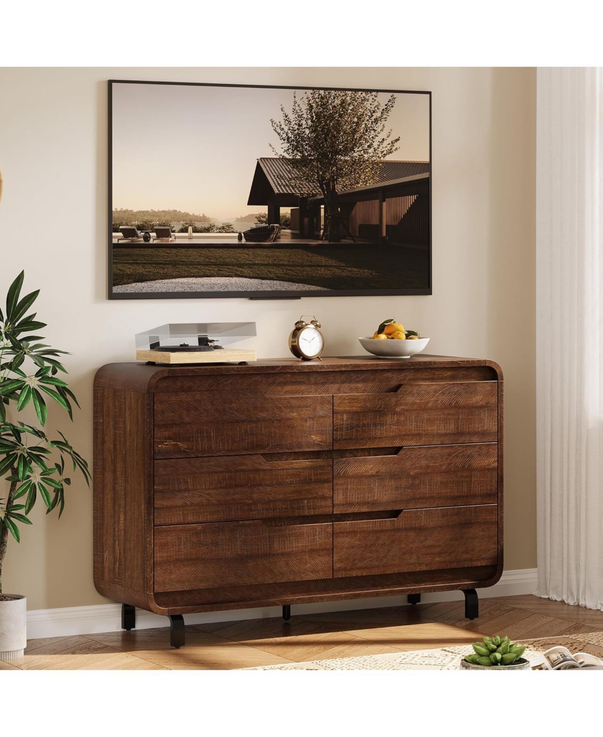 gaomon Dresser for Bedroom with Drawers,Chest of Drawers with Large Wood Storage Dresser, Tv Stand for Bedroom, Nursery, Living Room, Hallway - Brown