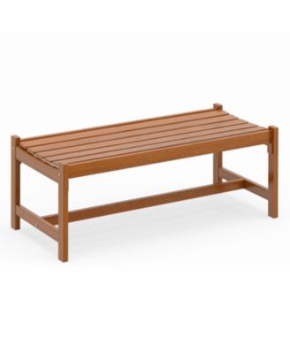 44 In Solid Hardwood Outdoor Patio Bench with Teak Oil Finish 530 Lb Capacity