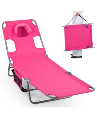 Lightweight Folding Beach Lounge Chair with Multi-Position Adjustable Back