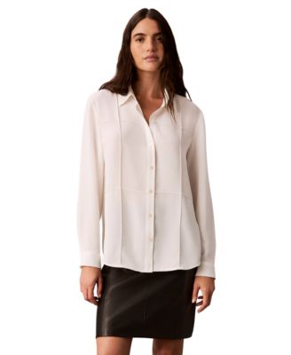 Petite Long-Sleeve Collared Neck Shirt