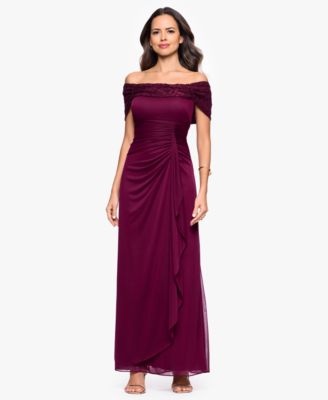 Petite Long Off-the-Shoulder Gown