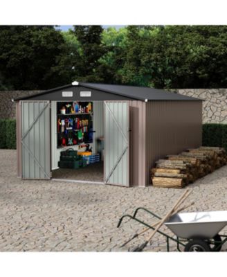 10x14 Feet Metal Storage Sheds Outdoor, Metal Toolshed with Lockable Door, Metals Yard Sheds Metals Garden Shed Kit