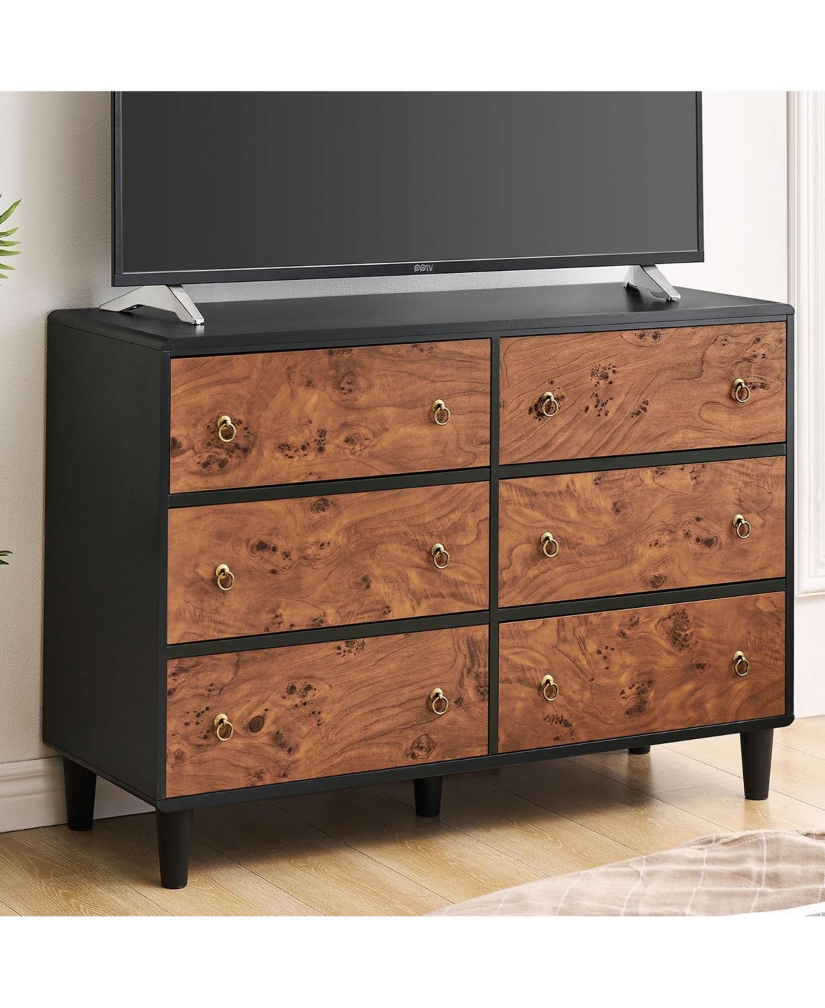 gaomon Dresser for Bedroom with Drawers, Wide Modern Chest of Drawers Metal Handle, Wooden Tv Stand