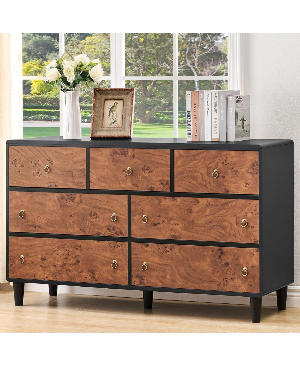 gaomon Dresser for Bedroom with Drawers, Wide Modern Chest of Drawers with Metal Handle, Wooden Dresser Tv Stand - Natural 103