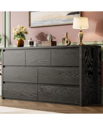 7 Drawer Dresser for Bedroom, Wide Modern Chest of Drawers, Large Wood Dresser Wooden Storage Organizer for Living Room
