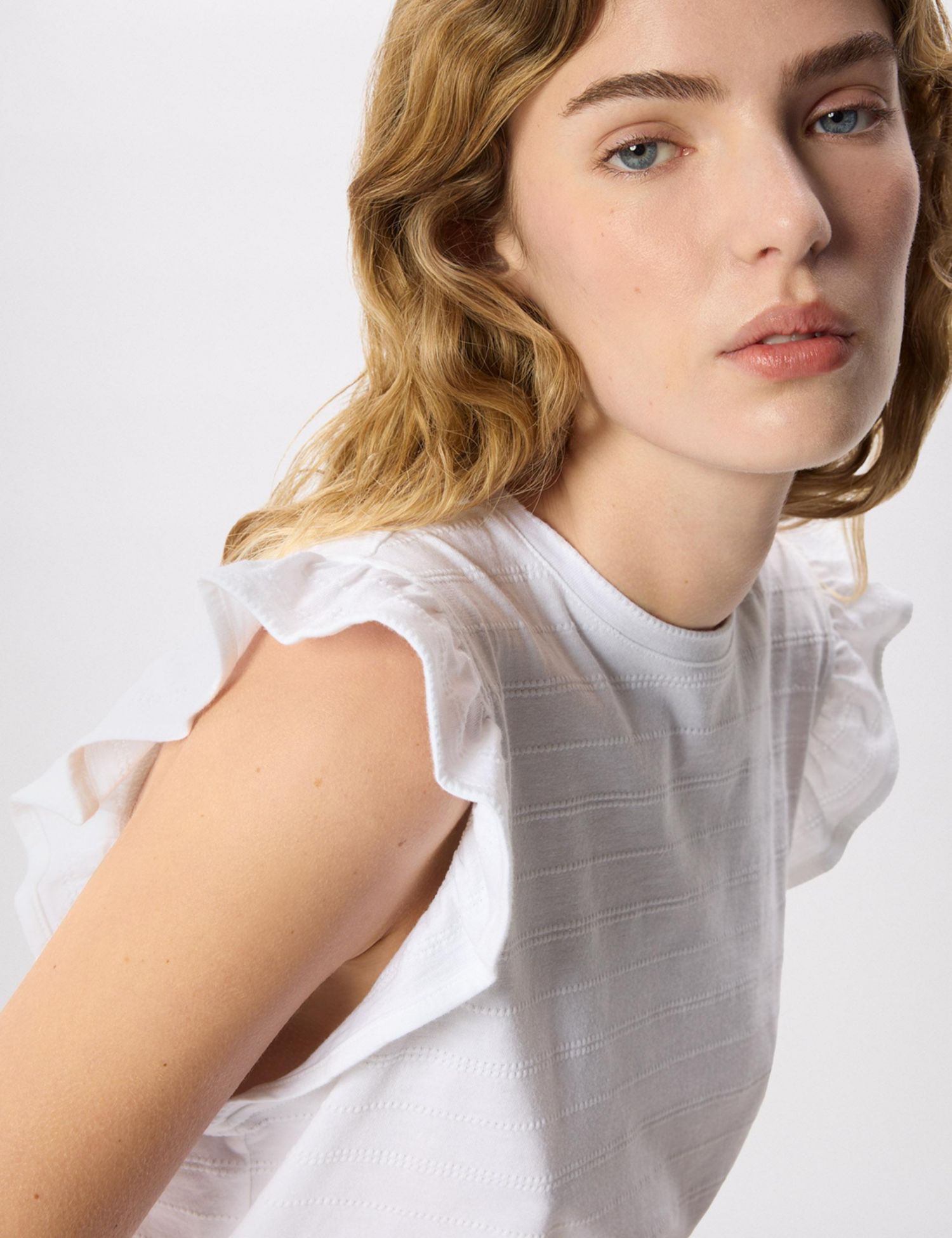 Women's Frill Sleeve Broderie Top